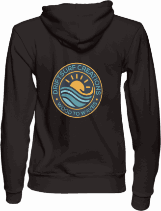 Hoodie with "Drift Surf Creations" logo.