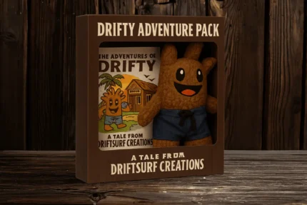 Drifty Adventure Pack with plush and book.